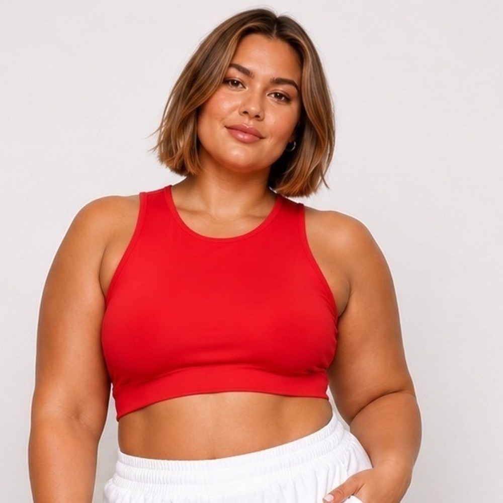 SKIMS Cotton Rib Super Crop Tank Ruby 4X